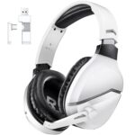 Wireless Gaming Headset with Noise Canceling Microphone for PS5, PC, PS4, 2.4G/Bluetooth Gaming Headphones with USB and Type-c Connector, Wired Mode for Controller Gamecube