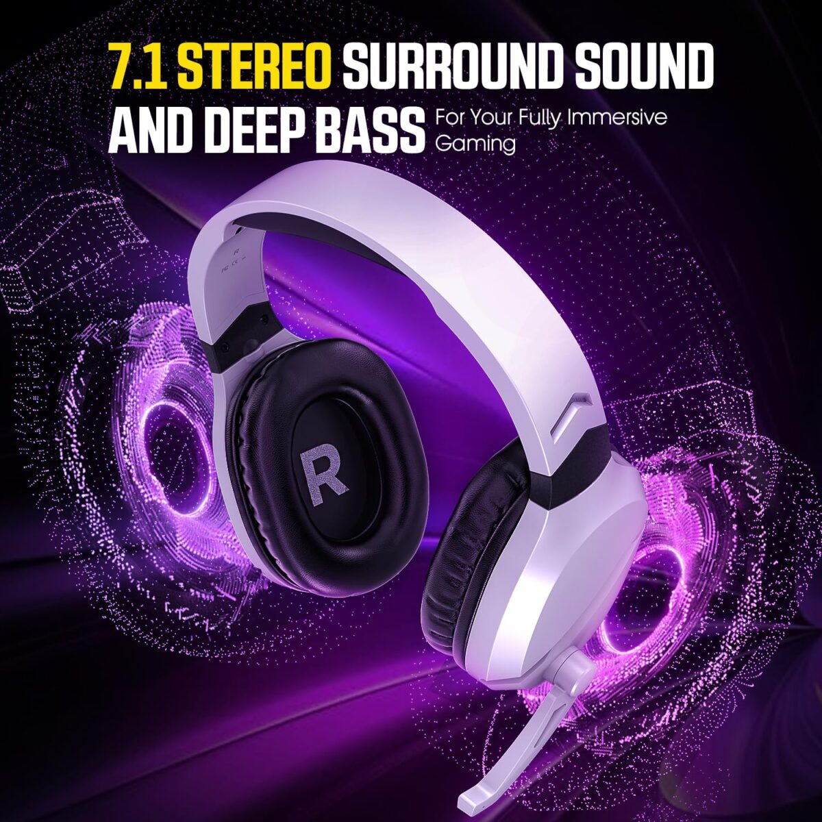 Wireless Gaming Headset with Noise Canceling Microphone for PS5, PC, PS4, 2.4G/Bluetooth Gaming Headphones with USB and Type-c Connector, Wired Mode for Controller Gamecube