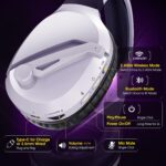 Wireless Gaming Headset with Noise Canceling Microphone for PS5, PC, PS4, 2.4G/Bluetooth Gaming Headphones with USB and Type-c Connector, Wired Mode for Controller Gamecube