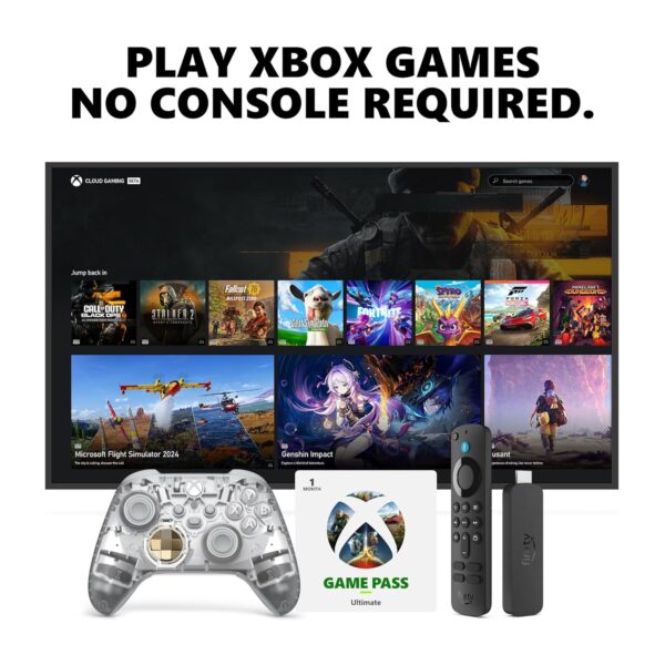 Xbox Amazon Fire TV Stick 4K, Ghost Cipher Special Edition Core Wireless Controller, and 1 Month Game Pass Ultimate Bundle