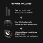 Xbox Wireless Controller Carbon Black (2025) + Fire TV Stick 4K Game Pass Ultimate 1 Month Bundle - Play on, Windows, Mobile & Smart TVs