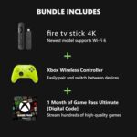 Xbox Wireless Controller Carbon Black (2025) + Fire TV Stick 4K Game Pass Ultimate 1 Month Bundle - Play on, Windows, Mobile & Smart TVs