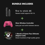 Xbox Wireless Controller Deep Pink (2025) + Fire TV Stick 4K Game Pass Ultimate 1 Month Bundle - Play on Windows, Android, iOS & Smart TVs
