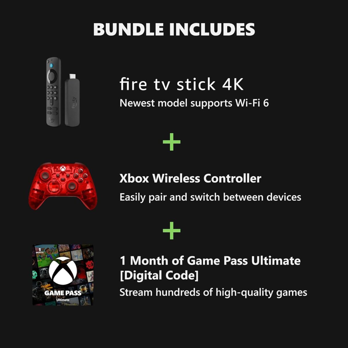 Xbox Wireless Controller Pulse Cipher Special Edition + Fire TV Stick 4K (2023) Game Pass Ultimate 1 Month Bundle Series X|S, One, Windows & Cloud Gaming