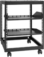 12U Open Frame Server Rack, 15''-40'' Adjustable Depth, Free Standing or Wall Mount Network Server Rack, 4 Post AV Rack with Casters, Holds All Your