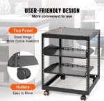 12U Open Frame Server Rack, 15''-40'' Adjustable Depth, Free Standing or Wall Mount Network Server Rack, 4 Post AV Rack with Casters, Holds All Your