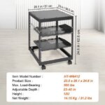 12U Open Frame Server Rack, 15''-40'' Adjustable Depth, Free Standing or Wall Mount Network Server Rack, 4 Post AV Rack with Casters, Holds All Your