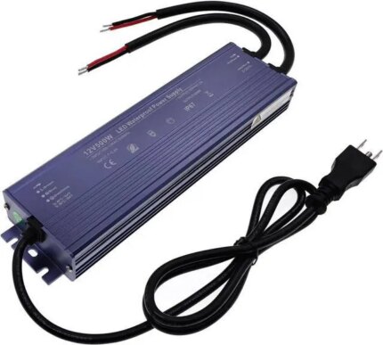 12V LED Power Supply 500W Low Voltage Transformer Adapter,AC90-130V to DC12V 41.7A 500 Watts LED Driver Waterproof IP67 for Indoor and Outdoor LED