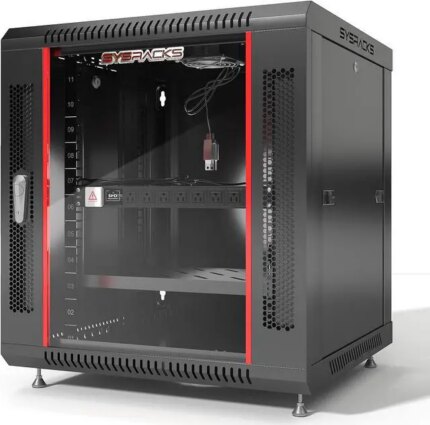 15U Server Cabinet Networking Rack 35-inch Depth Standing Enclosed Locking Network Enclosure on Wheels - POWERSTRIP - CASTERS - SHELF - DUST-PROOF