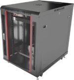15U Server Cabinet Networking Rack 35-inch Depth Standing Enclosed Locking Network Enclosure on Wheels - POWERSTRIP - CASTERS - SHELF - DUST-PROOF