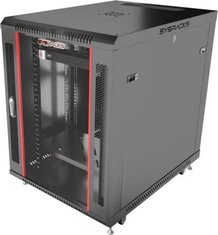 15U Server Cabinet Networking Rack 35-inch Depth Standing Enclosed Locking Network Enclosure on Wheels - POWERSTRIP - CASTERS - SHELF - DUST-PROOF