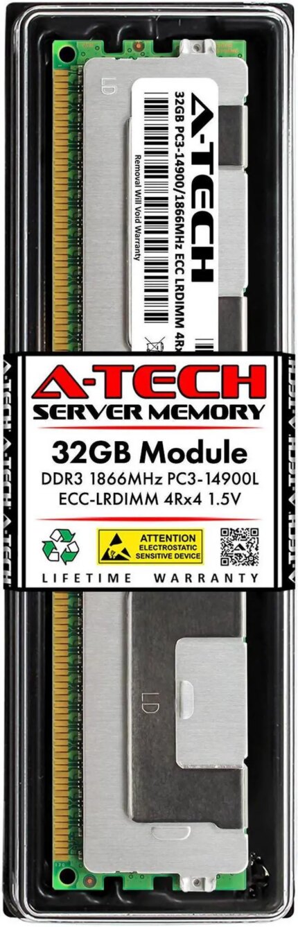 32GB RAM Replacement for Micron MT72JSZS4G72LZ-1G9E2A7, MT72JSZS4G72LZ-1G9E2A7CE, MT72JSZS4G72LZ-1G9E2C3 | DDR3 1866MHz PC3-14900 ECC LRDIMM 4Rx4
