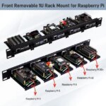 52Pi 19 Inch 1U Rack Mount for Raspberry Pi 5/4B/3B+/3B, Removable Rack with 5 Mounting Ports, Compatible with 19 inch Server Cabinets