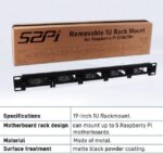 52Pi 19 Inch 1U Rack Mount for Raspberry Pi 5/4B/3B+/3B, Removable Rack with 5 Mounting Ports, Compatible with 19 inch Server Cabinets
