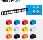 52Pi Blank Keystone Patch Panel with Jacks, 10inch 12 Port Cable Management Rack for DeskPi Rackmate T0/T1/T2 Server Cabinets