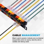52Pi Blank Keystone Patch Panel with Jacks, 10inch 12 Port Cable Management Rack for DeskPi Rackmate T0/T1/T2 Server Cabinets