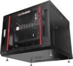 9U Wall Mount Server Cabinet Enclosure Network Rack ACCESSORIES INCLUDED Vented Shelf - Cooling Fan - Hardware- Feet - 24-Inch Depth - Lockable