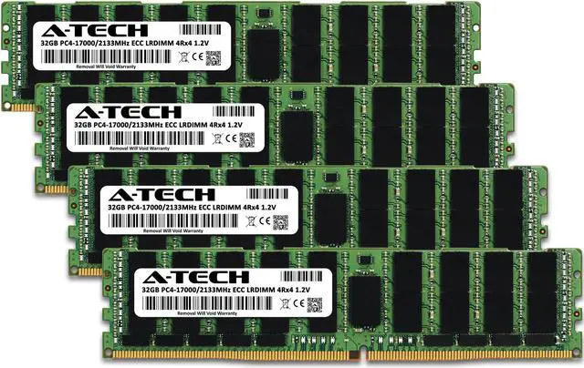 A-Tech 128GB (4x32GB) 4Rx4 PC4-17000 DDR4 2133 MHz ECC LRDIMM Load Reduced DIMM 288-Pin 4DRx4 Quad Rank x4 Server RAM Memory Upgrade Kit