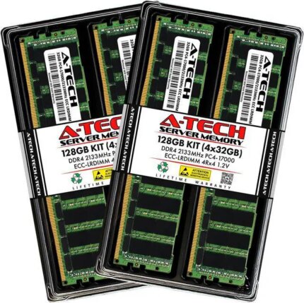 A-Tech 128GB (4x32GB) 4Rx4 PC4-17000 DDR4 2133 MHz ECC LRDIMM Load Reduced DIMM 288-Pin 4DRx4 Quad Rank x4 Server RAM Memory Upgrade Kit