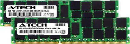 A-Tech 16GB (2x8GB) 2Rx4 PC3-12800R DDR3 1600 MHz ECC RDIMM 1.5V Registered DIMM 240-Pin Dual Rank x4 Server & Workstation RAM Memory Upgrade Kit