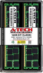 A-Tech 16GB (2x8GB) 2Rx4 PC3-12800R DDR3 1600 MHz ECC RDIMM 1.5V Registered DIMM 240-Pin Dual Rank x4 Server & Workstation RAM Memory Upgrade Kit
