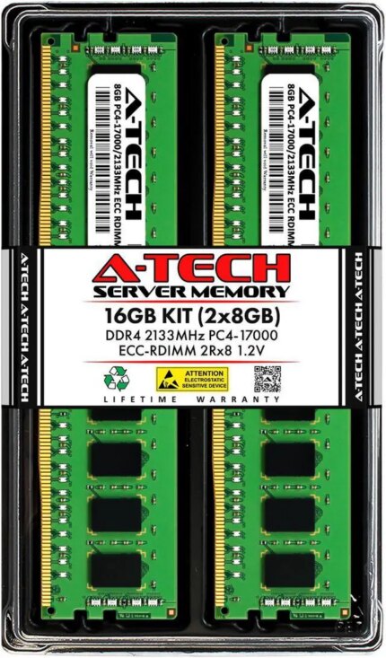 A-Tech 16GB (2x8GB) 2Rx8 PC4-17000R DDR4 2133 MHz ECC RDIMM Registered DIMM 288-Pin Dual Rank x8 Server & Workstation RAM Memory Upgrade Kit