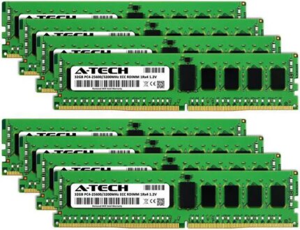 A-Tech 256GB (8x32GB) 1Rx4 PC4-25600R DDR4 3200 MHz ECC RDIMM Registered DIMM 288-Pin Single Rank x4 Server & Workstation RAM Memory Upgrade Kit