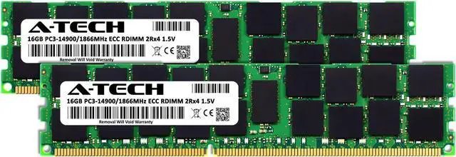A-Tech 32GB (2x16GB) 2Rx4 PC3-14900R DDR3 1866 MHz ECC RDIMM 1.5V Registered DIMM 240-Pin Dual Rank x4 Server & Workstation RAM Memory Upgrade Kit