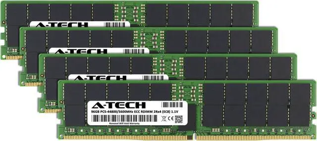 A-Tech 384GB Kit (4 x 96GB) DDR5 5600MHz EC8 RDIMM PC5-44800 ECC Registered 2Rx4 CL40 1.1V 288-Pin Server Workstation RAM Memory Modules