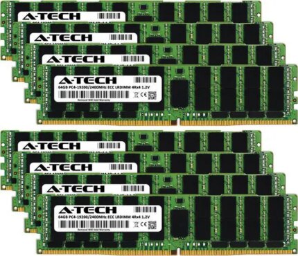 A-Tech 512GB (8x64GB) 4Rx4 PC4-19200L DDR4 2400 MHz ECC LRDIMM Load Reduced DIMM 288-Pin 4DRx4 Quad Rank x4 Server RAM Memory Upgrade Kit