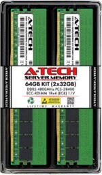 A-Tech 64GB (2x32GB) 1Rx4 PC5-38400R DDR5 4800 MHz EC8 RDIMM ECC Registered DIMM 288-Pin Single Rank x4 Server & Workstation RAM Memory Upgrade Kit