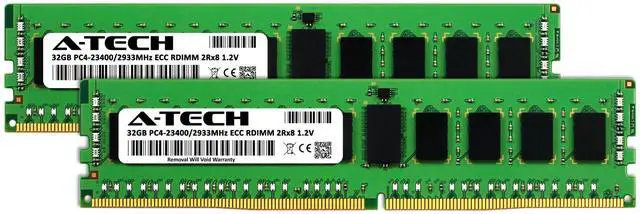 A-Tech 64GB (2x32GB) 2Rx8 PC4-23400R DDR4 2933 MHz ECC RDIMM Registered DIMM 288-Pin Dual Rank x8 Server & Workstation RAM Memory Upgrade Kit