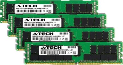 A-Tech 64GB (4x16GB) 2Rx4 PC4-19200R DDR4 2400 MHz ECC RDIMM Registered DIMM 288-Pin Dual Rank x4 Server & Workstation RAM Memory Upgrade Kit
