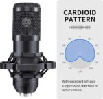 Adiven 2025 USB Streaming Podcast PC Microphone, 192KHz/24Bit Studio Cardioid Condenser Mic Kit with Sound Card, Boom Arm, Shock Mount, Pop Filter,