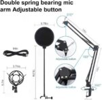 Adiven 2025 USB Streaming Podcast PC Microphone, 192KHz/24Bit Studio Cardioid Condenser Mic Kit with Sound Card, Boom Arm, Shock Mount, Pop Filter,