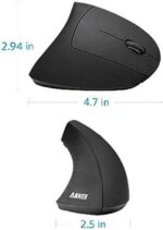 Anker 2.4G Wireless Vertical Ergonomic Optical Mouse, 800 / 1200 /1600 DPI, 5 Buttons for Laptop, Desktop, PC, Macbook - Black