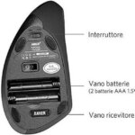 Anker 2.4G Wireless Vertical Ergonomic Optical Mouse, 800 / 1200 /1600 DPI, 5 Buttons for Laptop, Desktop, PC, Macbook - Black