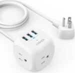 Anker 321 Power Strip, PowerPort Cube USB with 3 Outlets and 3 USB Ports, 5 ft Extension Cord, Flat Plug, Compact for Home Office, Travel, and Dorm