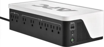 APC BE1050G3 Back-UPS, 1050VA/600W, Floor/Wall Mount, 120V, 8x NEMA 5-15R outlets, USB Type A + C Ports - Floor/Wall Mountable - 8 Hour Recharge - 120
