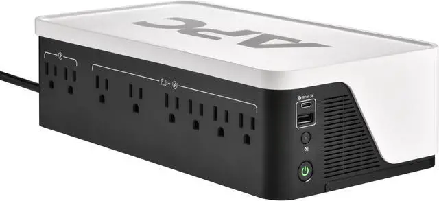APC BE1050G3 Back-UPS, 1050VA/600W, Floor/Wall Mount, 120V, 8x NEMA 5-15R outlets, USB Type A + C Ports - Floor/Wall Mountable - 8 Hour Recharge - 120