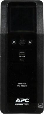 APC BR1350MS Back-UPS Pro, 1350VA/810W, Tower, 120V, 10x NEMA 5-15R outlets, Sine Wave, AVR, USB Type A + C ports, LCD, User Replaceable Battery -