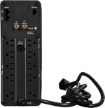APC BR1350MS Back-UPS Pro, 1350VA/810W, Tower, 120V, 10x NEMA 5-15R outlets, Sine Wave, AVR, USB Type A + C ports, LCD, User Replaceable Battery -
