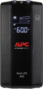 APC BX850M Back-UPS 850, Compact Tower, 850VA, 120V, AVR, LCD, 8 NEMA outlets (4 surge) - Tower - 12 Hour Recharge - 2 Minute Stand-by - 120 V Input -