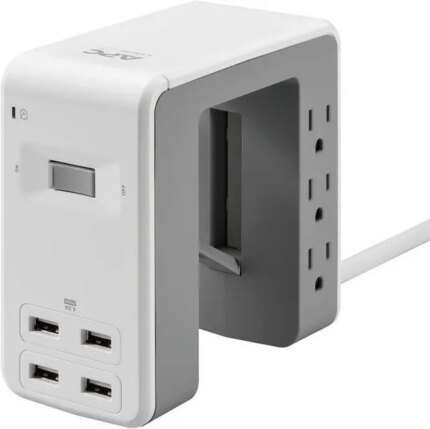 APC Desk Mount Power Station, 6 Outlet U-Shaped Surge Protector, 1080 Joule of Surge Protection with 4 USB A Charging Ports (PE6U4W)