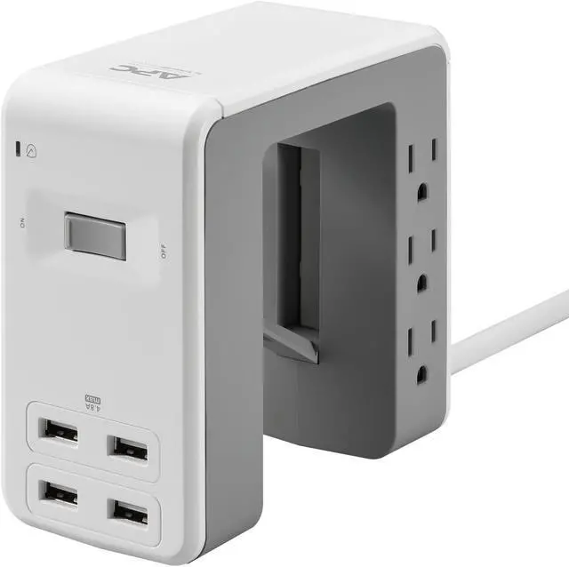 APC Desk Mount Power Station, 6 Outlet U-Shaped Surge Protector, 1080 Joule of Surge Protection with 4 USB A Charging Ports (PE6U4W)