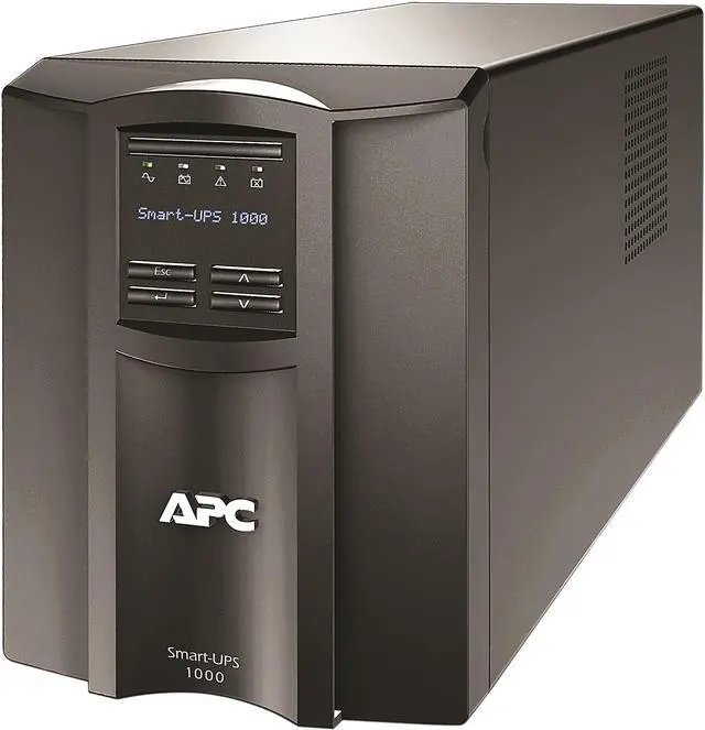 APC SMT1000C Smart-UPS, Line Interactive, 1000VA, Tower, 120V, 8x NEMA 5-15R outlets, SmartConnect Port+SmartSlot, AVR, LCD