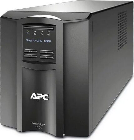 APC SMT1000C Smart-UPS, Line Interactive, 1000VA, Tower, 120V, 8x NEMA 5-15R outlets, SmartConnect Port+SmartSlot, AVR, LCD