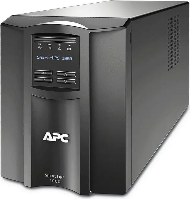 APC SMT1000C Smart-UPS, Line Interactive, 1000VA, Tower, 120V, 8x NEMA 5-15R outlets, SmartConnect Port+SmartSlot, AVR, LCD