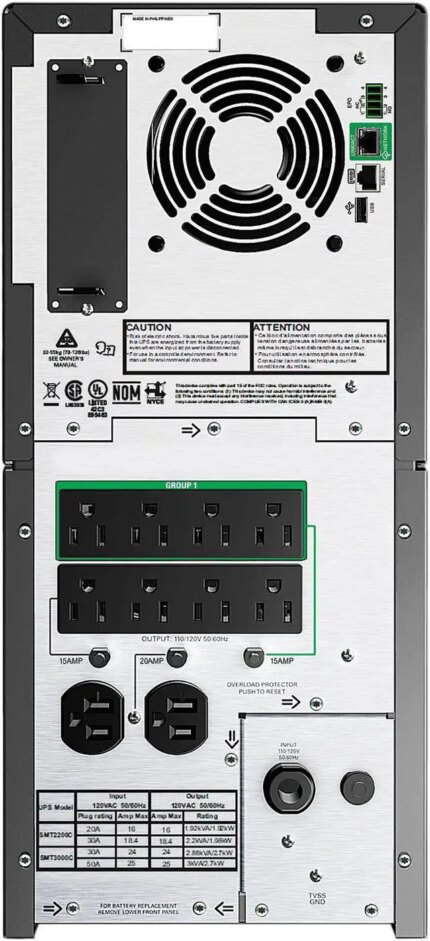 APC SMT2200C Smart-UPS, Line Interactive, 2200VA, Tower, 120V, 8x NEMA 5-15R+2x NEMA 5-20R outlets, SmartConnect Port+SmartSlot, AVR, LCD-2U Tower-3