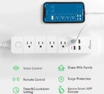 Apone Smart Power Strip with USB Surge Protector Bar with 4 Smart Outlets and 4 USB Ports 6Ft Extension Cord,Works with Alexa and Google Home Timer &